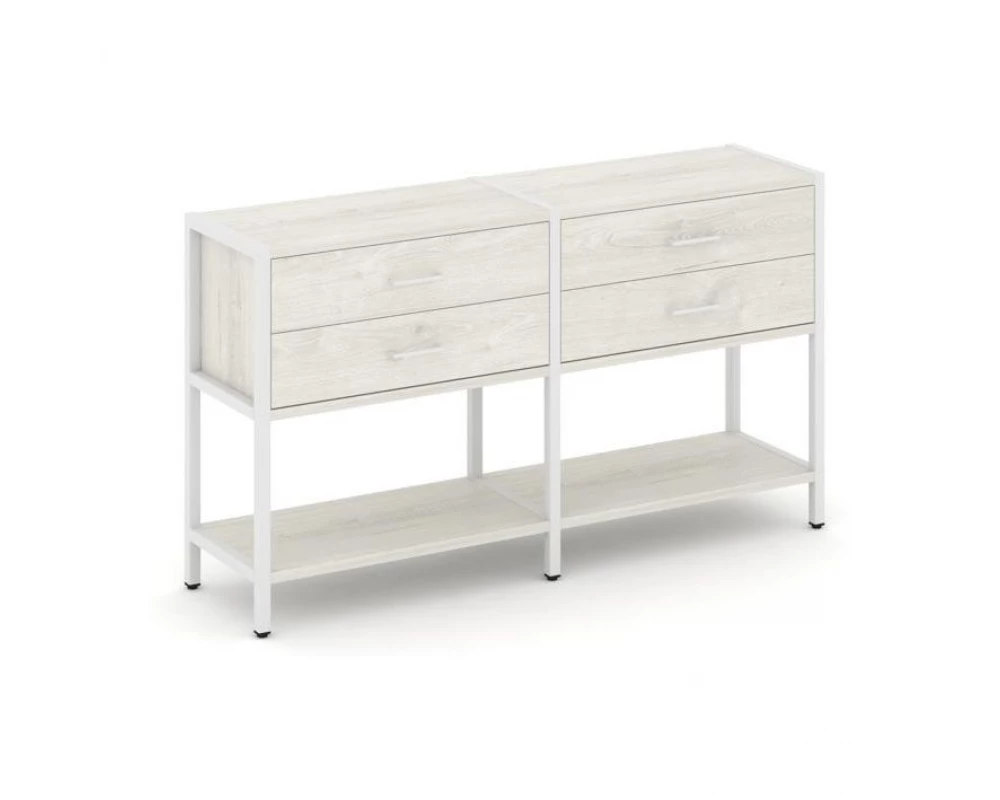 Двухсекционный стеллаж двухярусный с ящиками 1590х400х879 Shelf System