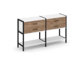 Двухсекционный стеллаж двухярусный с ящиками 1590х400х879 Shelf System images