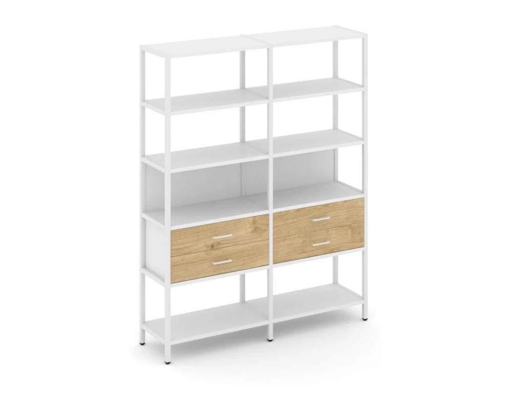 Двухсекционный стеллаж пятиярусный с ящиками 1590х400х1980 Shelf System