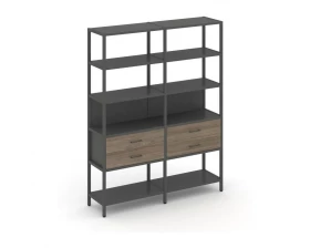 Двухсекционный стеллаж пятиярусный с ящиками 1590х400х1980 Shelf System images