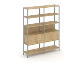 Двухсекционный стеллаж пятиярусный с ящиками 1590х400х1980 Shelf System images