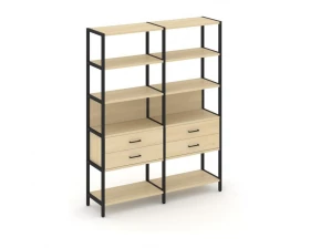 Двухсекционный стеллаж пятиярусный с ящиками 1590х400х1980 Shelf System images