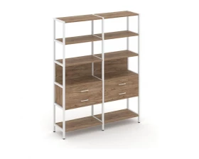 Двухсекционный стеллаж пятиярусный с ящиками 1590х400х1980 Shelf System images