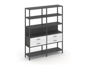 Двухсекционный стеллаж пятиярусный с ящиками 1590х400х1980 Shelf System images