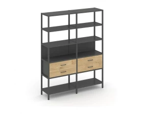 Двухсекционный стеллаж пятиярусный с ящиками 1590х400х1980 Shelf System images