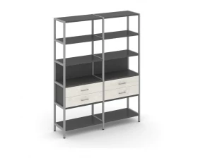 Двухсекционный стеллаж пятиярусный с ящиками 1590х400х1980 Shelf System images