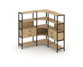 Трехсекционный угловой стеллаж четырехярусный с ящиками 1590х1590х1613 Shelf System images