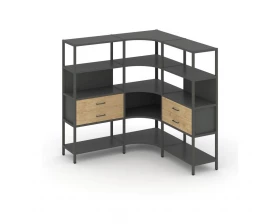 Трехсекционный угловой стеллаж четырехярусный с ящиками 1590х1590х1613 Shelf System images