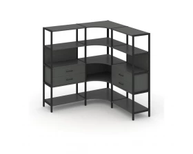 Трехсекционный угловой стеллаж четырехярусный с ящиками 1590х1590х1613 Shelf System images