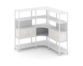Трехсекционный угловой стеллаж четырехярусный с ящиками 1590х1590х1613 Shelf System images