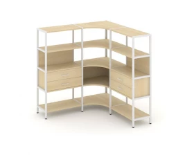 Трехсекционный угловой стеллаж четырехярусный с ящиками 1590х1590х1613 Shelf System images