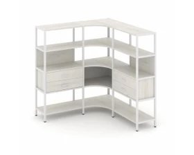 Трехсекционный угловой стеллаж четырехярусный с ящиками 1590х1590х1613 Shelf System images