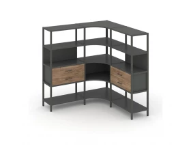 Трехсекционный угловой стеллаж четырехярусный с ящиками 1590х1590х1613 Shelf System images