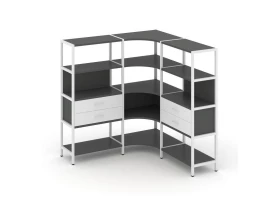 Трехсекционный угловой стеллаж четырехярусный с ящиками 1590х1590х1613 Shelf System images