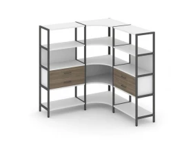 Трехсекционный угловой стеллаж четырехярусный с ящиками 1590х1590х1613 Shelf System images