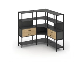 Трехсекционный угловой стеллаж четырехярусный с ящиками 1590х1590х1613 Shelf System images