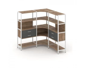 Трехсекционный угловой стеллаж четырехярусный с ящиками 1590х1590х1613 Shelf System images
