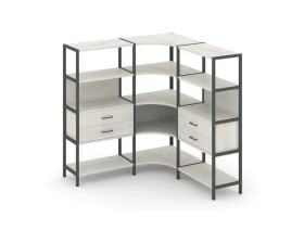 Трехсекционный угловой стеллаж четырехярусный с ящиками 1590х1590х1613 Shelf System images