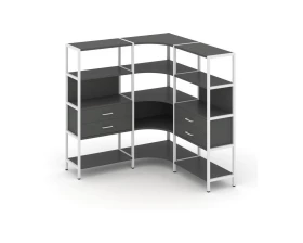Трехсекционный угловой стеллаж четырехярусный с ящиками 1590х1590х1613 Shelf System images