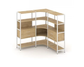 Трехсекционный угловой стеллаж четырехярусный с ящиками 1590х1590х1613 Shelf System images