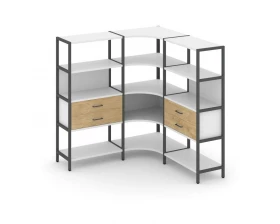 Трехсекционный угловой стеллаж четырехярусный с ящиками 1590х1590х1613 Shelf System images