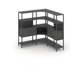Трехсекционный угловой стеллаж четырехярусный с ящиками 1590х1590х1613 Shelf System images