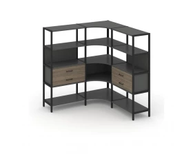 Трехсекционный угловой стеллаж четырехярусный с ящиками 1590х1590х1613 Shelf System images