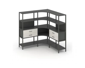 Трехсекционный угловой стеллаж четырехярусный с ящиками 1590х1590х1613 Shelf System images