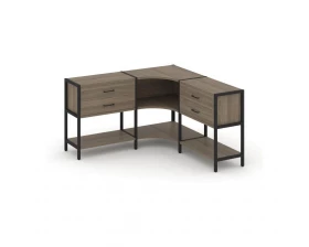 Трехсекционный угловой стеллаж двухярусный с ящиками 1590х1590х879 Shelf System images