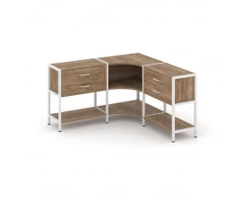 Трехсекционный угловой стеллаж двухярусный с ящиками 1590х1590х879 Shelf System images