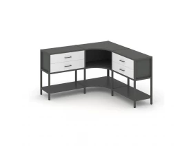 Трехсекционный угловой стеллаж двухярусный с ящиками 1590х1590х879 Shelf System images