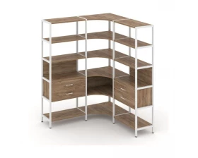 Трехсекционный угловой стеллаж пятиярусный с ящиками 1590х1590х1980 Shelf System images
