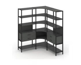 Трехсекционный угловой стеллаж пятиярусный с ящиками 1590х1590х1980 Shelf System images