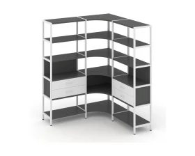 Трехсекционный угловой стеллаж пятиярусный с ящиками 1590х1590х1980 Shelf System images