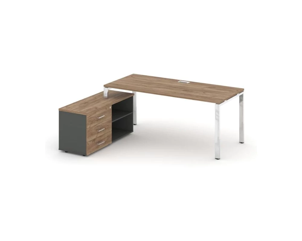 Стол письменный с греденцией левой на П-образном каркасе 1380x700x750 Style Project Direct Lux