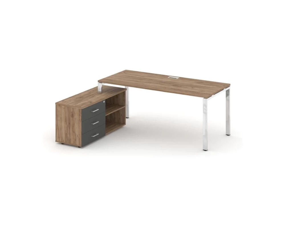 Стол письменный с греденцией левой на П-образном каркасе 1580x700x750 Style Project Direct Lux