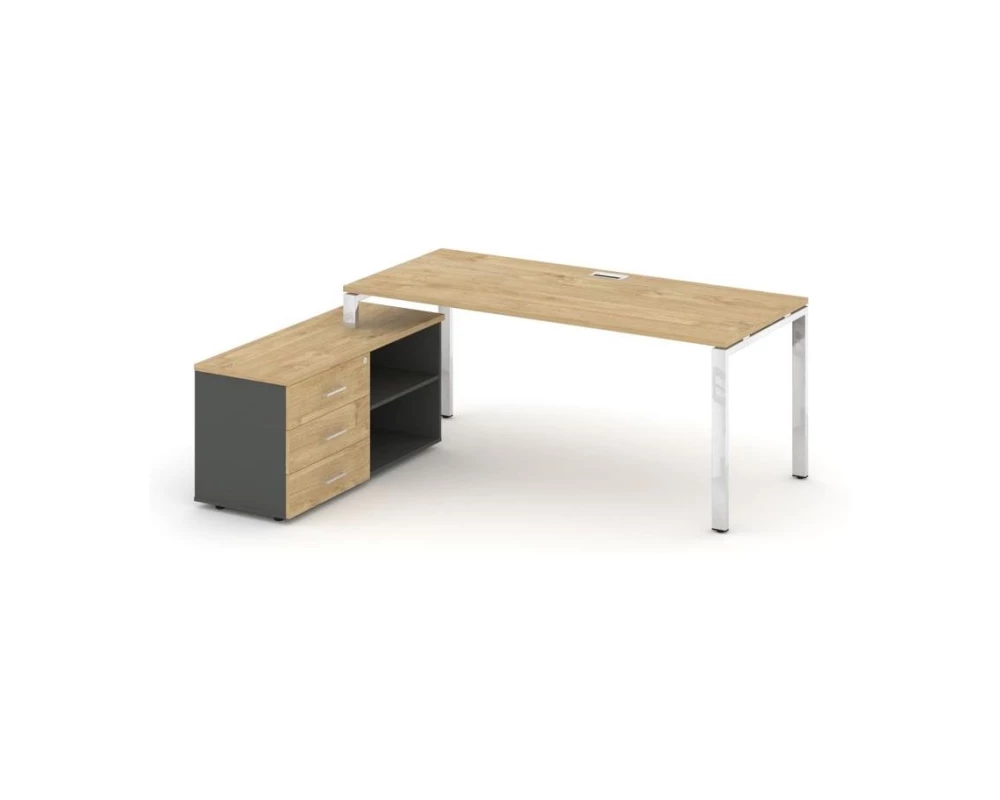 Стол письменный с греденцией левой на П-образном каркасе 1580x700x750 Style Project Direct Lux