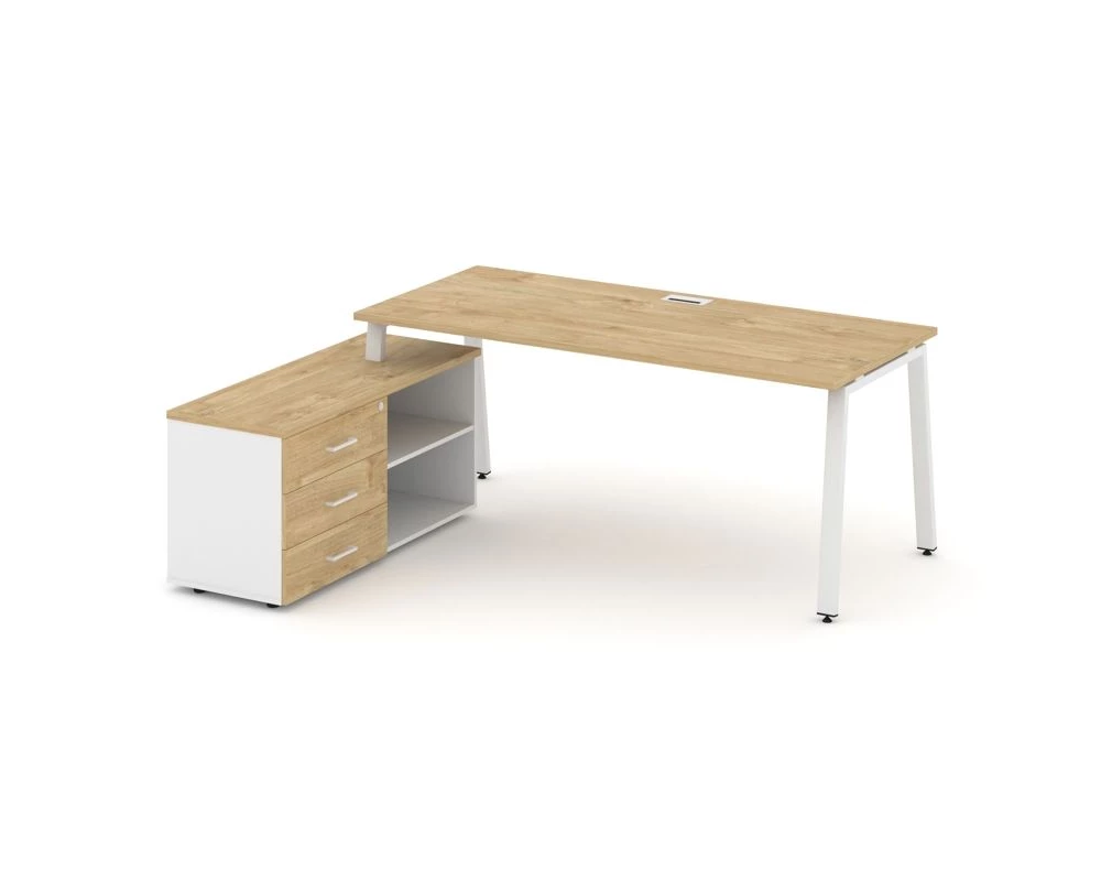 Стол письменный с греденцией левой на А-образном каркасе 2180x1580x750 Style Project Direct