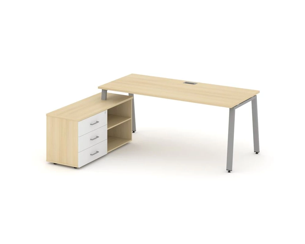 Стол письменный с греденцией левой на А-образном каркасе 2180x1580x750 Style Project Direct