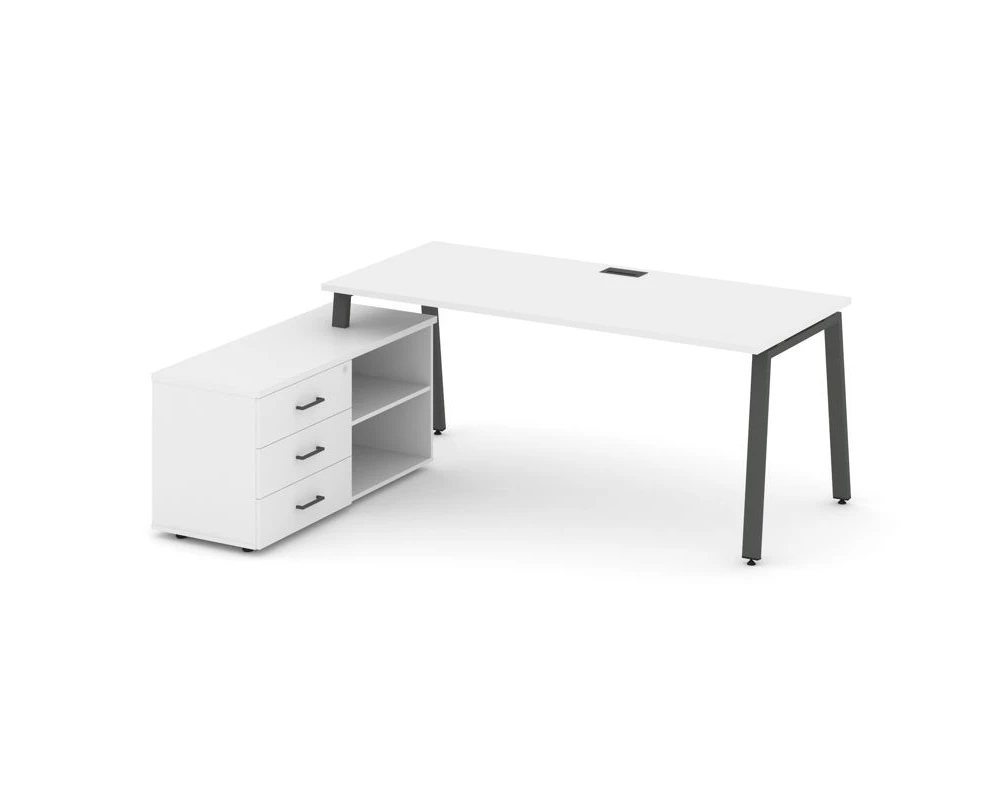 Стол письменный с греденцией левой на А-образном каркасе 2180x1580x750 Style Project Direct