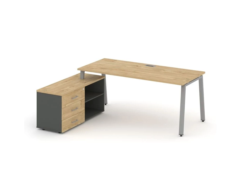 Стол письменный с греденцией левой на А-образном каркасе 2180x1580x750 Style Project Direct