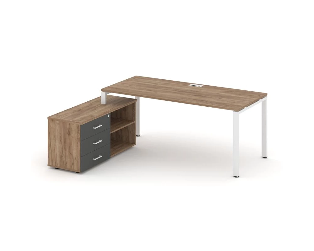 Стол письменный с греденцией левой на П-образном каркасе 1980x1480x750 Style Project Direct