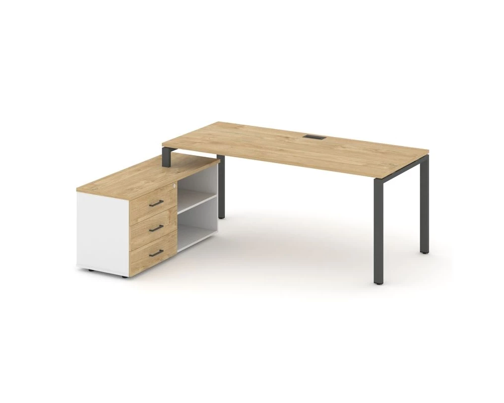 Стол письменный с греденцией левой на П-образном каркасе 1980x1480x750 Style Project Direct