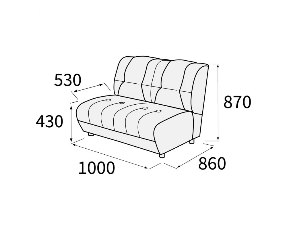 Модуль 2-х местный без подлокотников Альфа