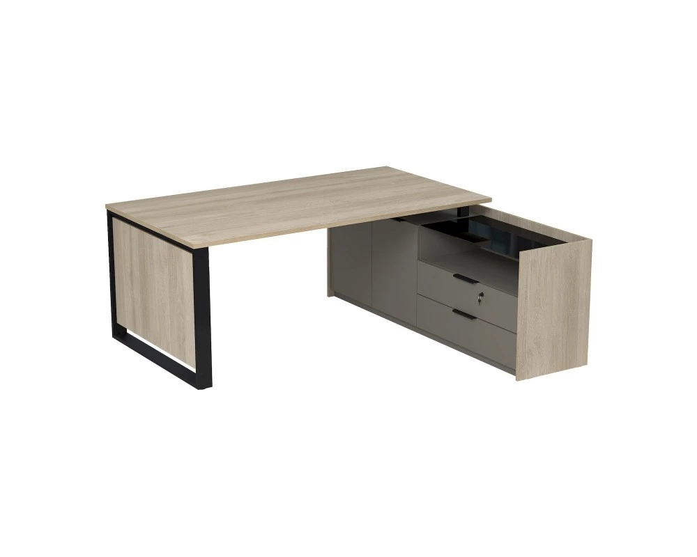 Стол рабочий на опорной двусоставной тумбе (2060x1768x750) Magnetic