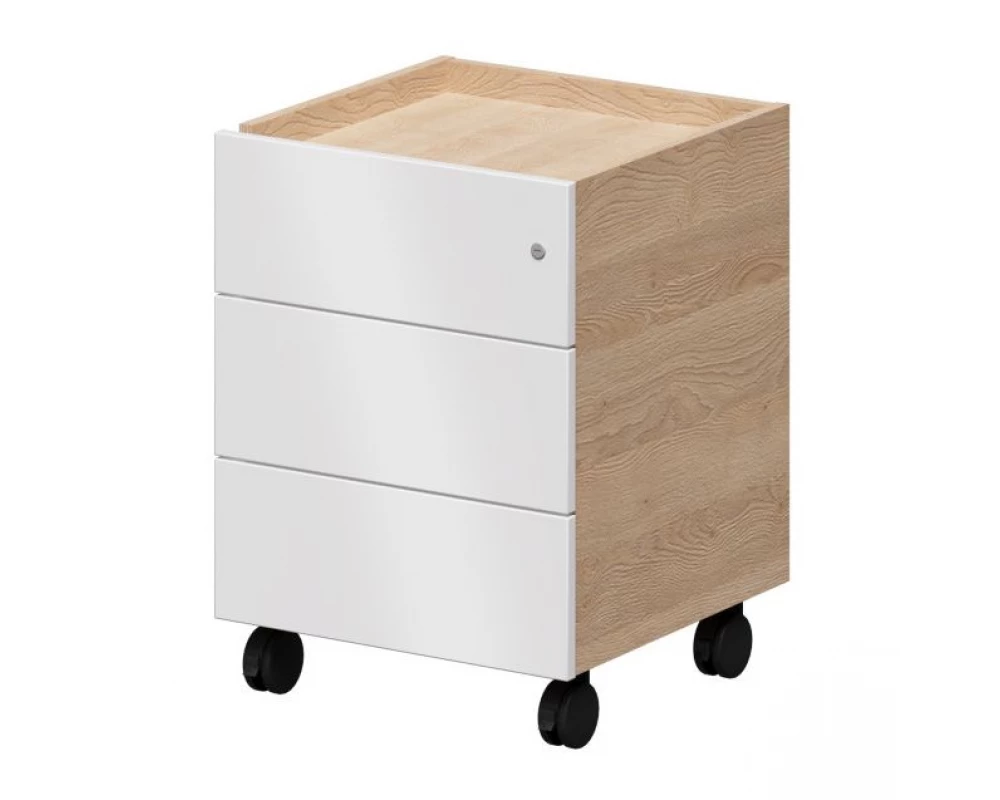 Тумба мобильная 49,4х50,2х67 Plaza Director Дуб песочный/Белый глянец