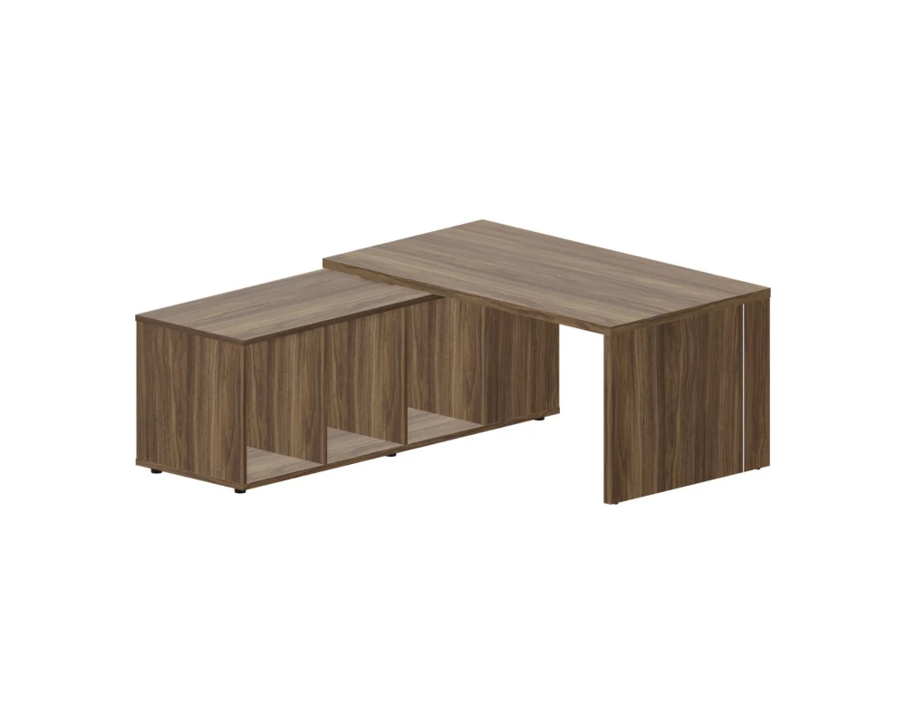 Стол руководителя на опорной сервисной тумбе (левый) 160х180х73,5 Norman Орех