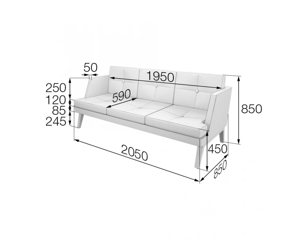 Диван 3-местный Bev3-2 Беверли MVK