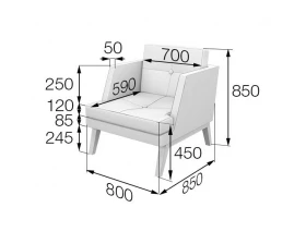 Кресло Bev1-2 800х850х850 Беверли MVK images