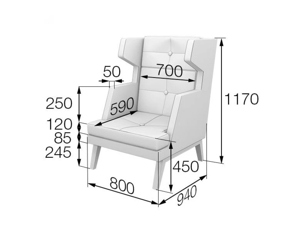 Кресло высокое Bev1H Беверли MVK